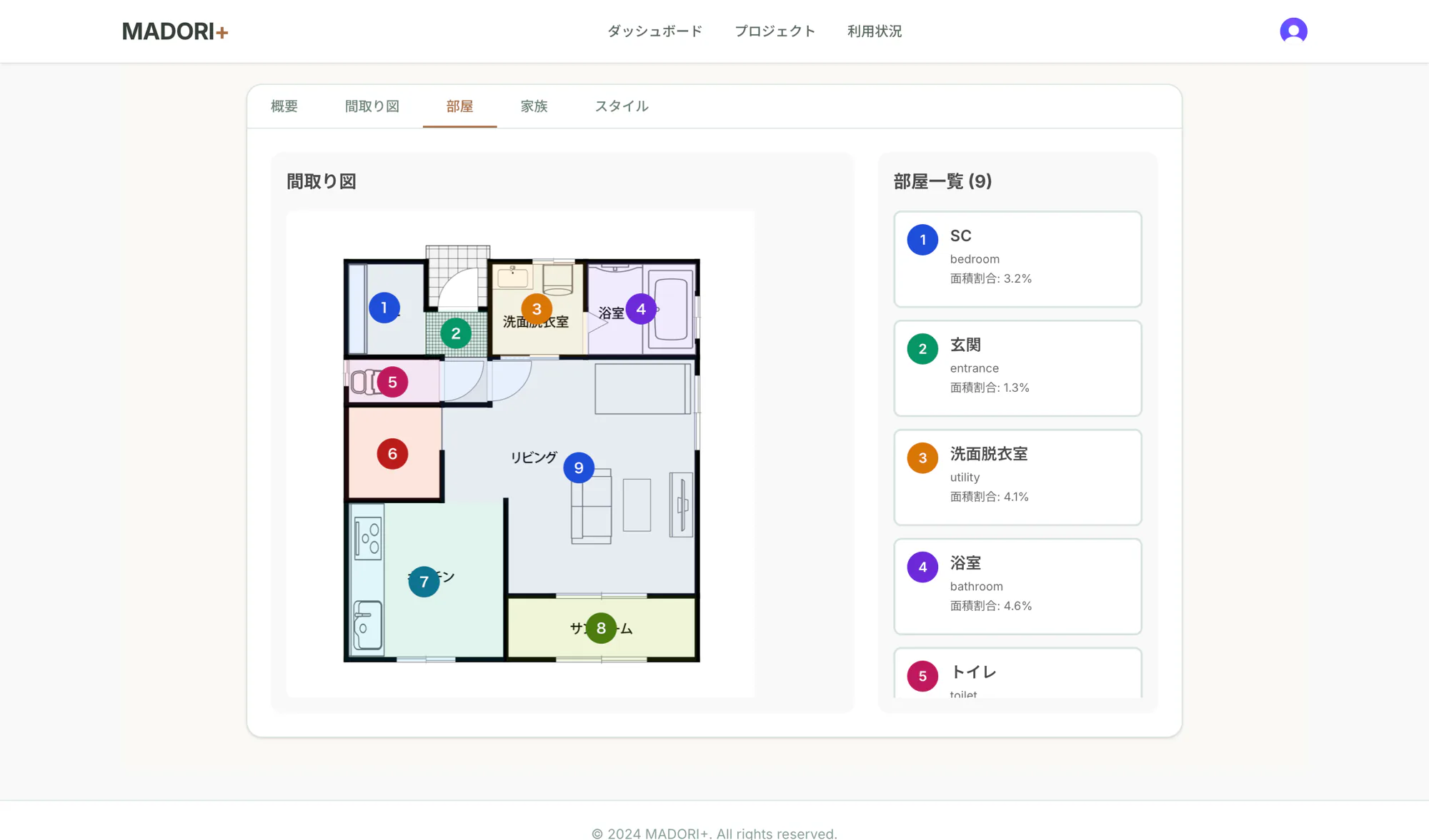 AI部屋自動認識の画面